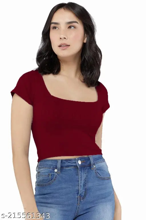 Beautiful Deep Neck Short Top