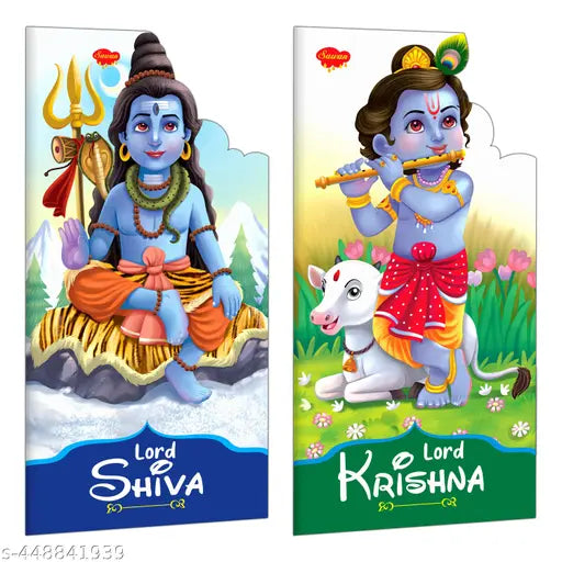 Lord Shiva And Krishna Book In English : Educational kid's storybook Die-cut books for toddlers Mythological story book - Combo of 2 Books