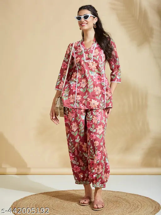 Women's Lace Printed Co- Ord Set
