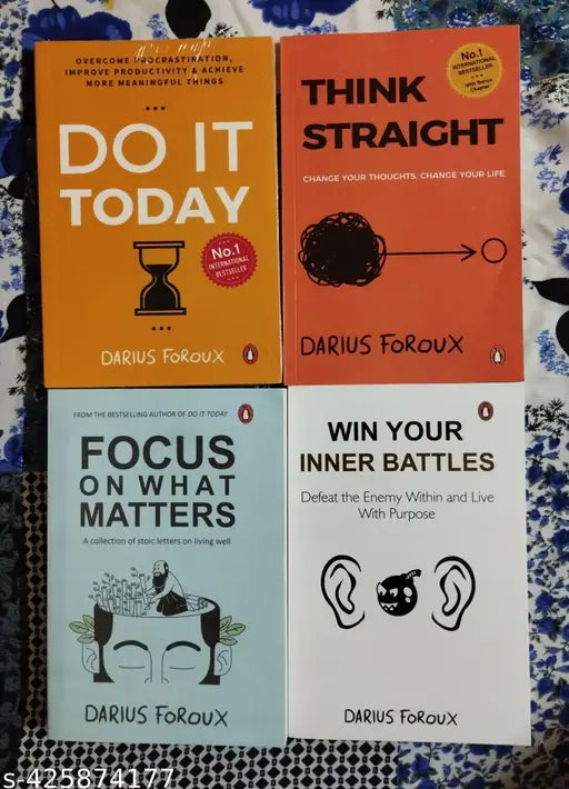 Best Collection Of 4 Books Set :- Do It Today + Think Straight + Focus On What Matters + Win Your Inner Battles (English Paperback Darius Foroux)
