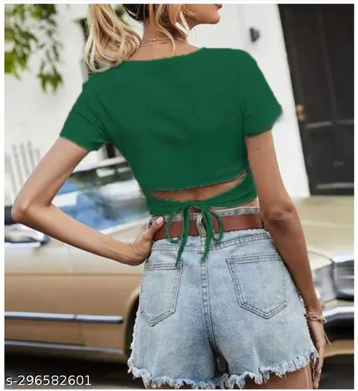 New Round Neck Back String Top Soft And Comfortable