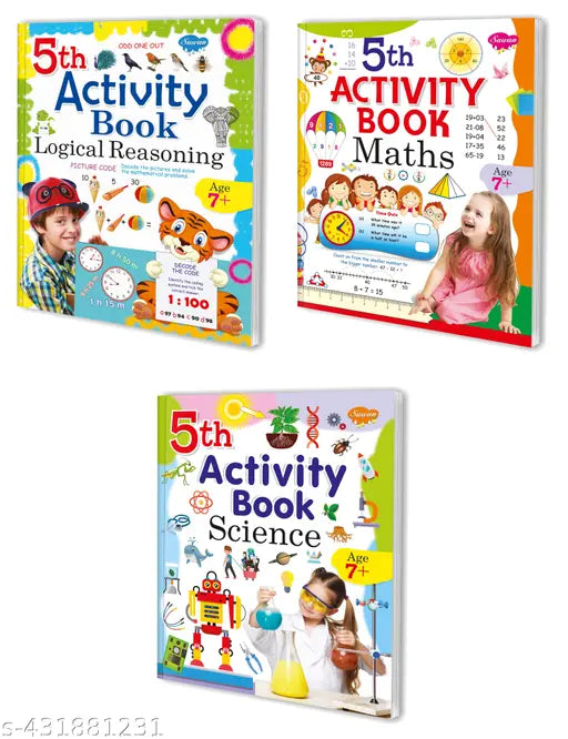 5th Activity Book–Logical Reasoning Maths and Science for (Age 7+) book for kids : Activity books for kids Creative activity book for kids Learning book for kids - Set of 3 activity book for kids