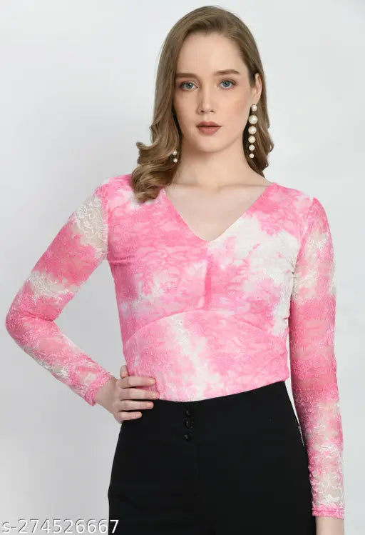 Womens Luminous Lace Sheath Top