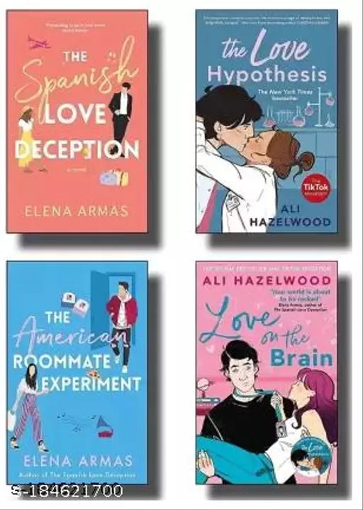 The Spanish Love Deception + The Love Hypothesis + The American Roommate Experiment + Love On The Brain (Paperback Elena armas Ali Hazelwood)