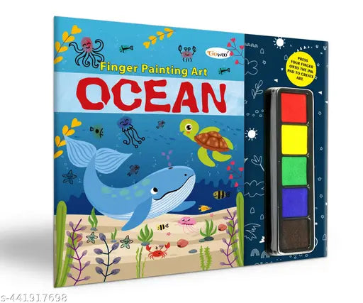 OCEAN - Fingerpainting and Colouring Art : Coloring activity book Art activity book for children for Ages 4-9 Thumbprint Art and Craft book