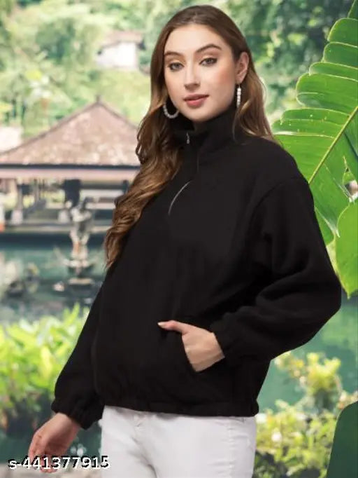 Womens Sweatshirts Half Zip Cropped Casual Pullover Thumb Hole Classic Comfy Spring and full