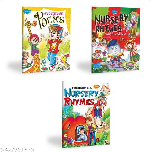 Evergreen Poems Nursery Rhymes for Junior KG and For Senior KG Nursery Rhymes Books for kids : Educational Nursery Book for Kids Early Educational Books Learning book for kids - Set of 3 learning books.