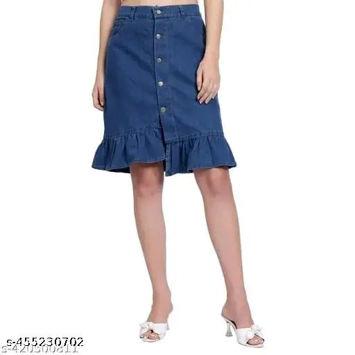 Woman Denim Frill Skirt