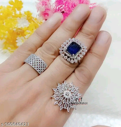 Combo Set of 3 Elegant finger rings | Rings | American Diamonds | Buy 1 Get 2 Free Offer