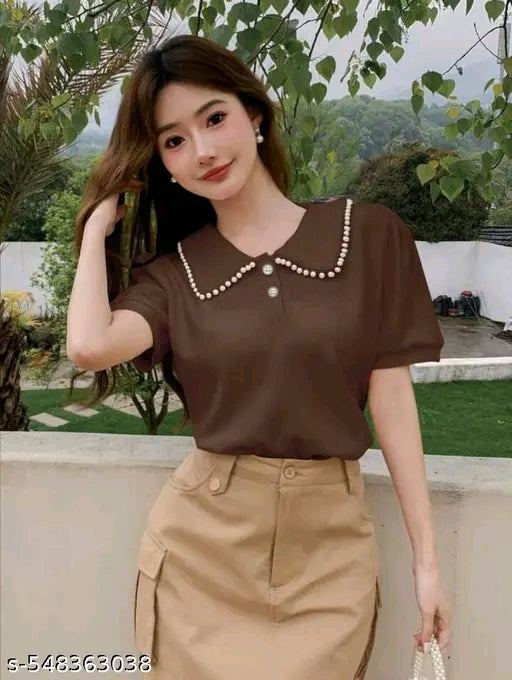 Woman's cotton blend stylist tunic top