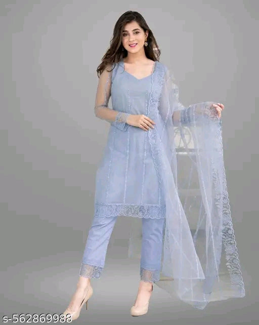 Net Kurti with dupatta and bottomwear