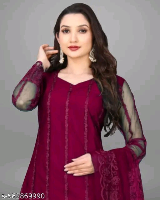 Net Kurti with dupatta and bottomwear