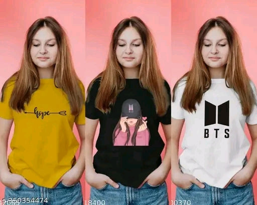 Combo of 3 pure cotton Tshirts for girls and womans