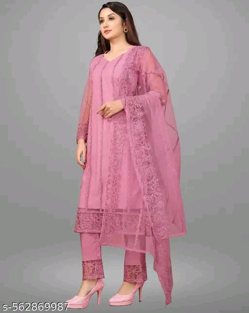 Net Kurti with dupatta and bottomwear