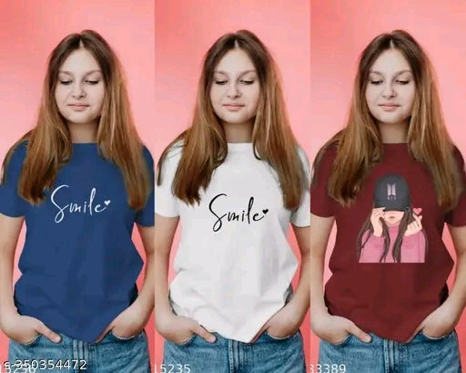 Combo of 3 pure cotton Tshirts for girls and womans
