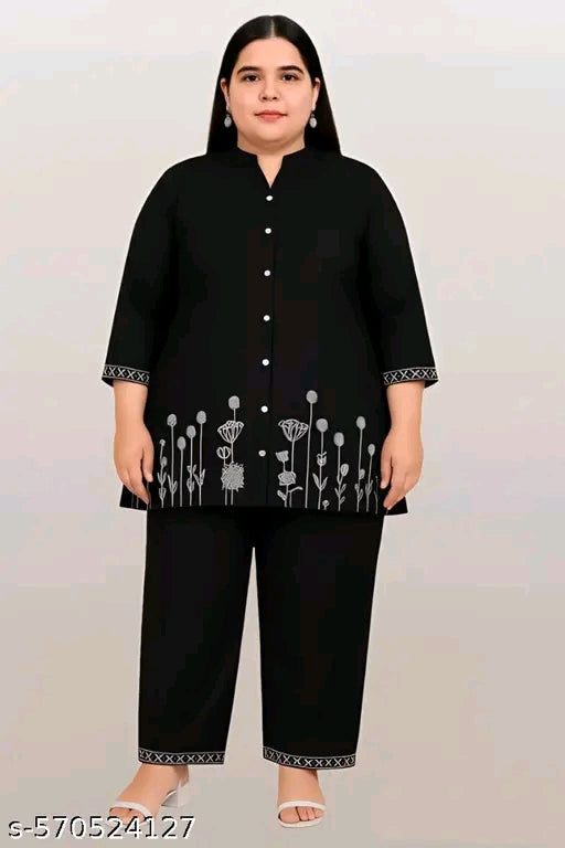 Plus size cotton silk co-ord set ( kurti with bottomwear)
