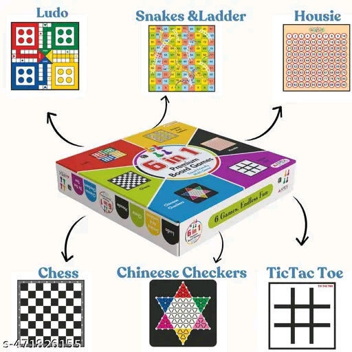 6 in 1 Games - Ludo, Chess, Housie, Snakes ladders, chinese checkers, tic tac toe