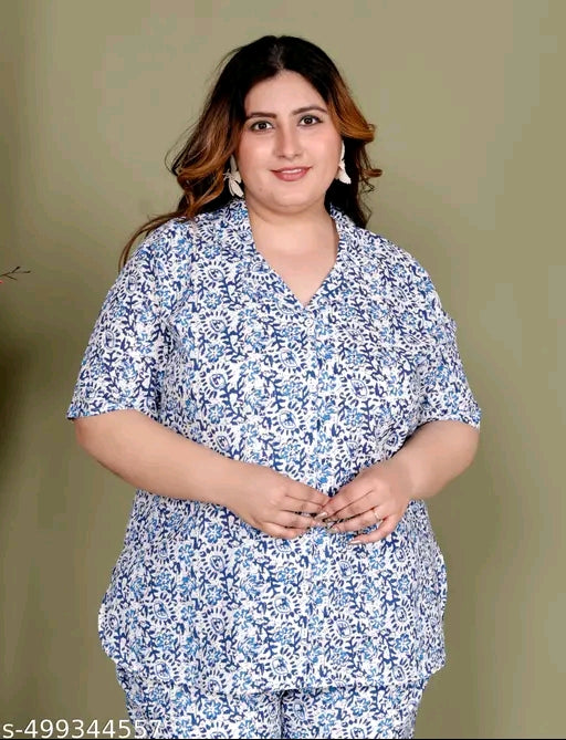 Cotton Plus Size cord set top with matching bottom