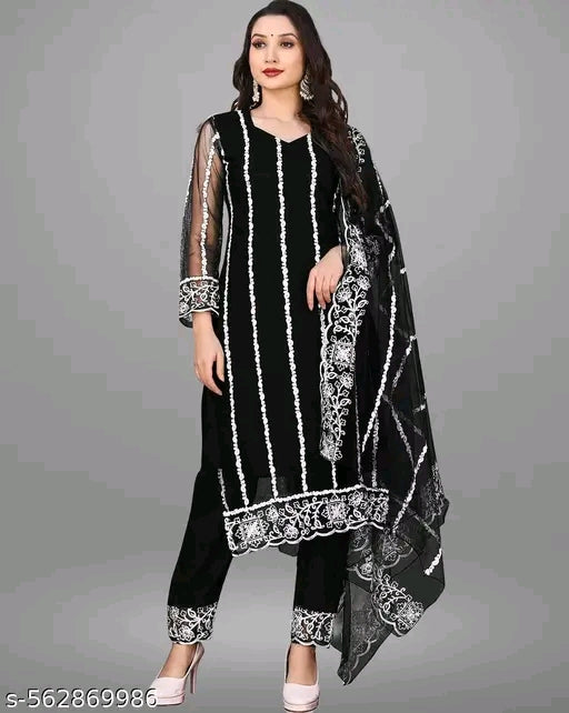 #001 Net Kurti with dupatta and bottomwear