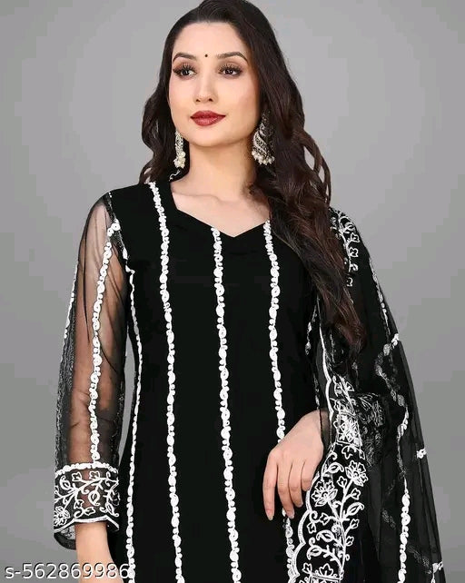 #001 Net Kurti with dupatta and bottomwear