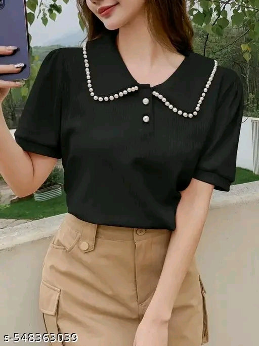 Woman's cotton blend stylist tunic top