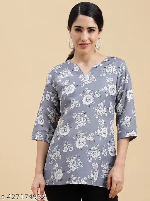 Women's Polycotton Printed Short Kurta