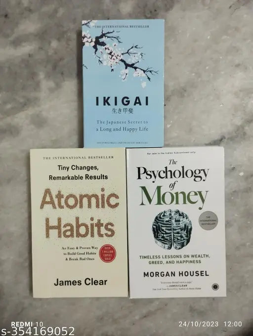 Best Combo Of 3 books :- Ikigai + Atomic Habits + The Psychology ( English Paperback Hector Gracia And Francesc Miralles James Clear Morgan Housel)