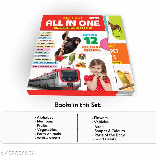 Gift Set For Kids My First All in One Picture Library Box (Red Edition) : Early Learning Picture Book Collections Essential Book Box Set Of 12 Books