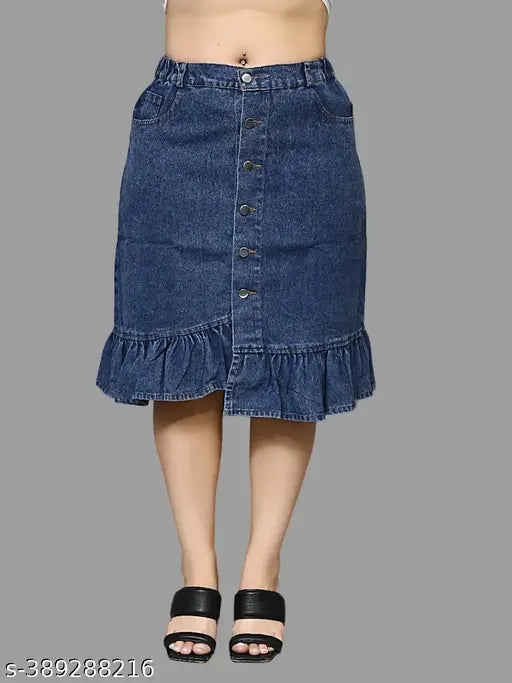 Woman High Waist Denim Skirt