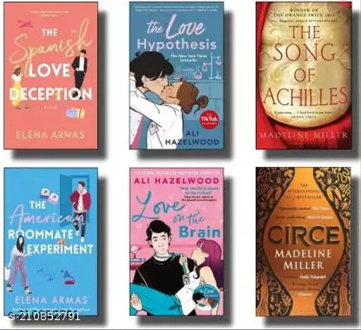 The Spanish Love Deception + The Love Hypothesis + The Song Of Achilles + The American Roommate Experiment + Love On The Brain + Circe (Combo Of 6 Novels) (Paperback Ali Hazelwood Elena Armas)