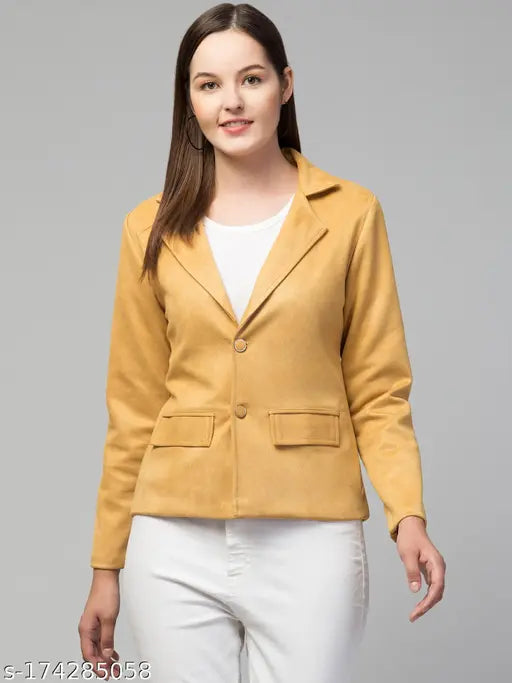 Classic Essential Linen Lapel Suede Blazers & Coats