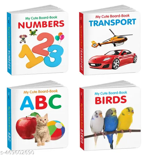 My First Library Kids Board Books ABC Transport Birds and Numbers : Learning board books for babies Educational toddler board books Baby board books collection - Pack of 4 Books for kids