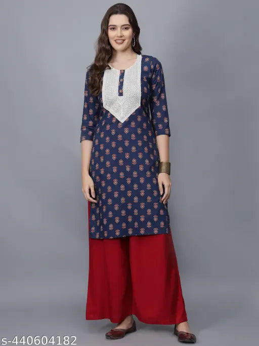 Women Floral Print Pure Cotton Straight Kurta