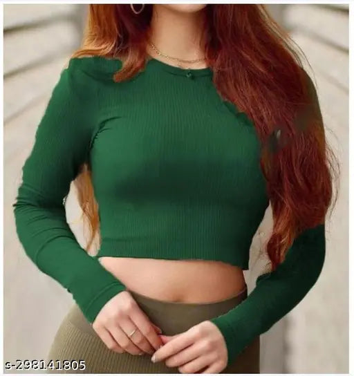 Round Neck Full Sleeve Trendy Designer Women Tops & Tunics