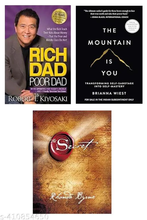 3 Books of Combo Rich Dad Poor Dad & The Mountain is You & The Secret ( English Paperback) Bestseller