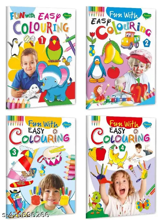Fun with Easy – 1 2 3 and 4 Colouring book For Kids : Educational colouring books children colouring book colouring book for kids - Set of 4 colouring books