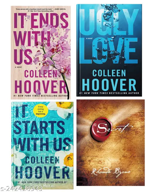 IT END WITH US BY COLLEEN HOOVER + IT STARTS WITH US BY COLLEEN HOOVER + UGLY LOVE BY COLLEEN HOOVER + THE SECRET BY RHONDA BYRNE