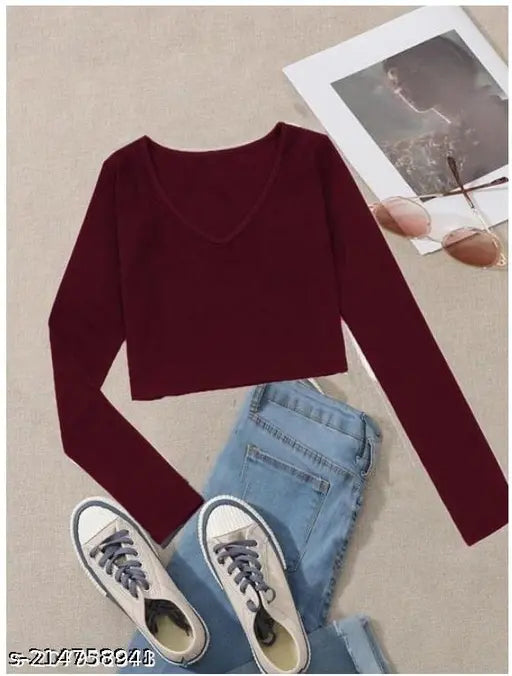 V Neck Fancy Full Sleeve Top