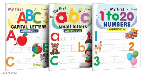 My First Capital Letters ABC Small Letters abc and Numbers 1-20 Writing Fun : Writing Fun Tracing Book Early Learning Writing Book Learning to Write Book for Kids - Set of 3 Writing Books