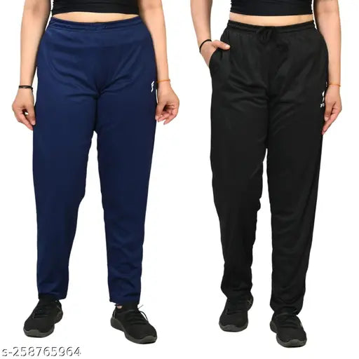 Women's Pack of 2 Multicolor Solid Trackpants -Activewear