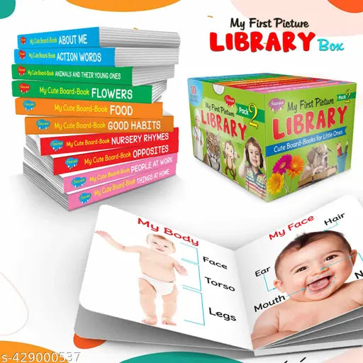 Board book set for children : Essential Board Book Of All In One Box Early childhood learning books Set Of 10 Board Books (Board book Sawan)