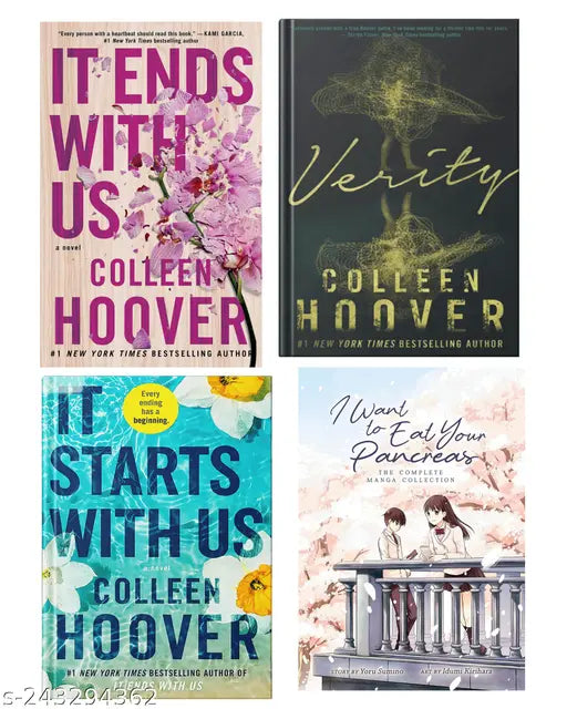 IT END WITH US BY COLLEEN HOOVER + IT STARTS WITH US BY COLLEEN HOOVER + VERITY BY COLLEEN HOOVER + i WANT TO EAT YOUR PANCREAS BY YORU SUMINO