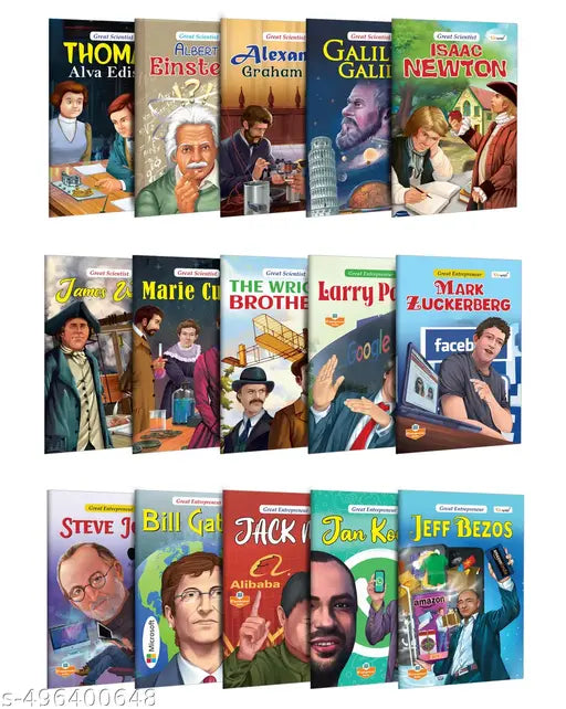 Issac Newton James Watt Marie Curie Bill Gates Steve Jobs Jeff Bezos and more (Great Enterpreneur and Scientists) books : Educational Books for Kids Inspirational Stories - Set of 15 Books