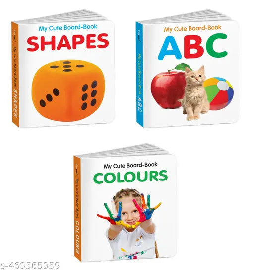 My First Board Book All In One Learning Book For Children - ABC Colours and Shapes : Pocket-sized kids educational books Toddler learning books set First library books for babies - Pack of 3 Books