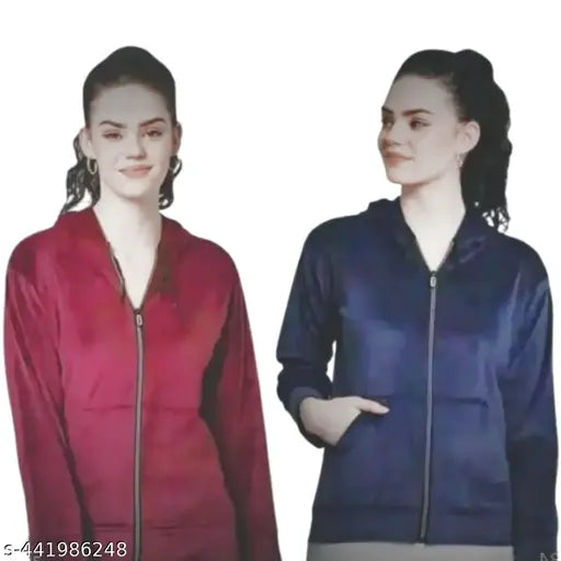 Dee-Nayra Solid Full Sleeves Soft and Plain Casual Jackets For Women Velvet jacket black&navy