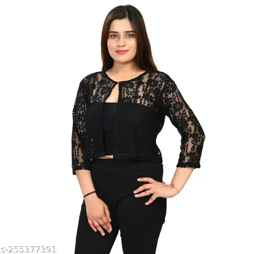 Woman Stylish Short Net Shrug