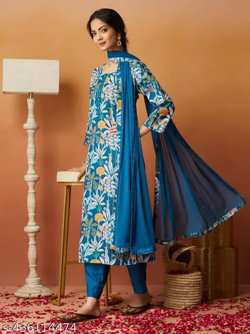 Women's Printed Kurta and Pant with Dupatta Set