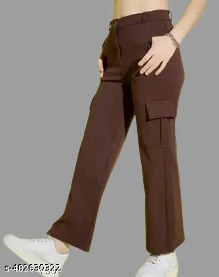 Women solid bell boutam cargo pants