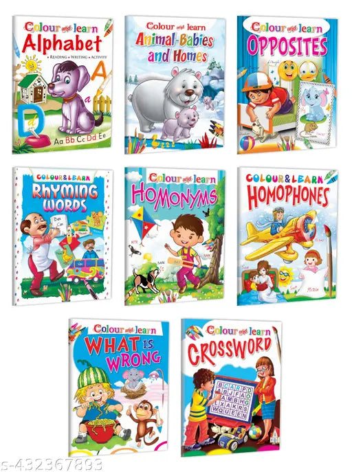 Colour & Learn Colouring book for kids : Colour and learn books for kids Colouring book for kids Colouring activity books - Set of 8 colouring book for kids.