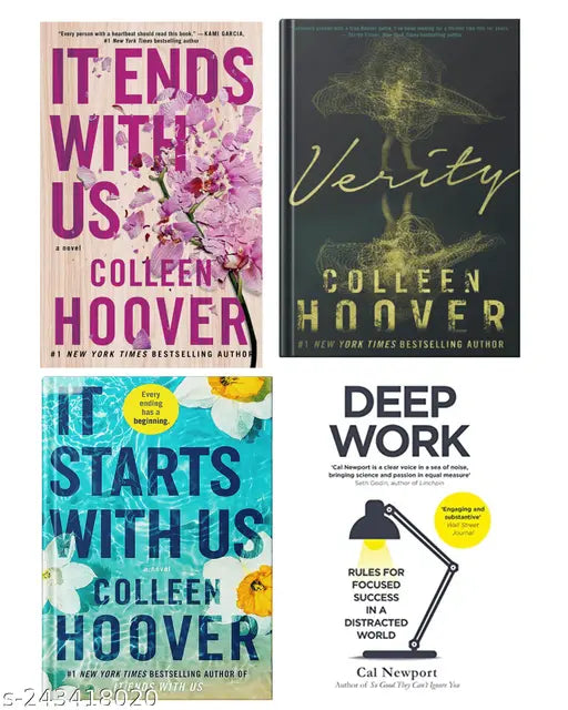 IT END WITH US BY COLLEEN HOOVER + IT STARTS WITH US BY COLLEEN HOOVER + VERITY BY COLLEEN HOOVER + DEEP WORK BY CAL NEWPORT